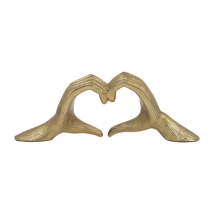 METAL, 13" HAND-HEART SCULPTURE, GOLD