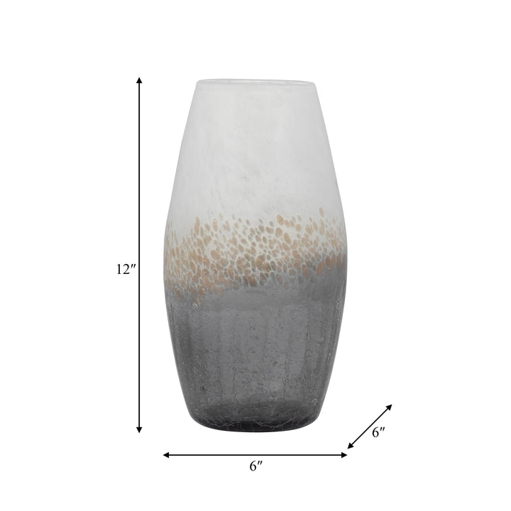 GLASS, 11" CRACKLE VASE, MULTI