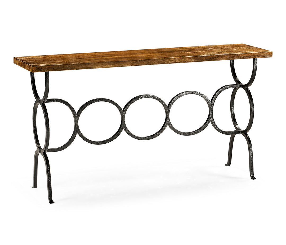 JC Edited - Casually Country Collection - Casual Console Table with Iron Base