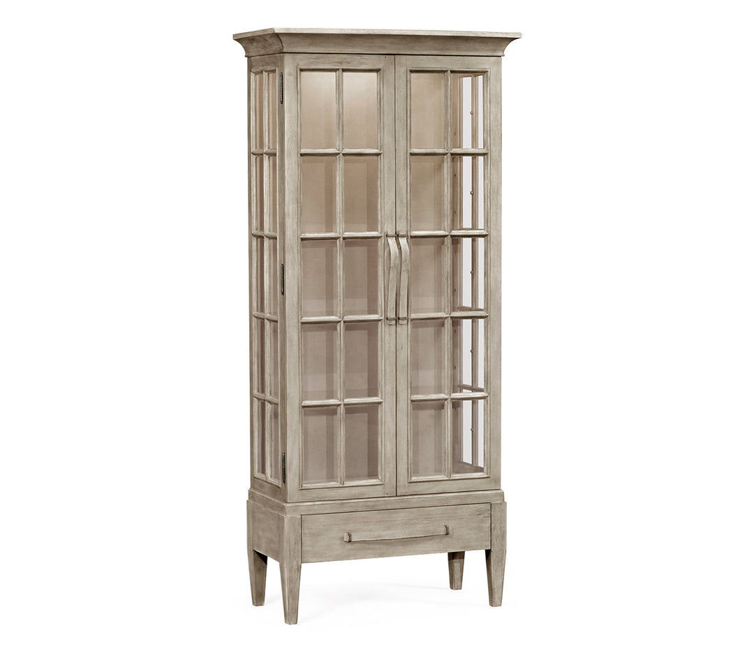 JC Edited - Casually Country Collection - Casual Plank Rustic Grey Tall Glazed Cabinet