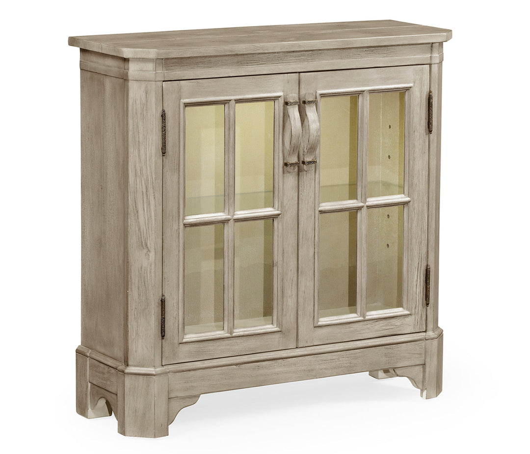 JC Edited - Casually Country Collection - Rustic Grey Low Bookcase with Strap Handles