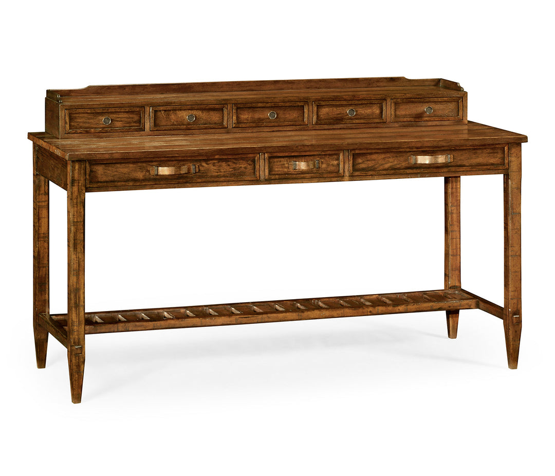 JC Edited - Casually Country Collection - Country Walnut Plank Buffet with Strap Handles