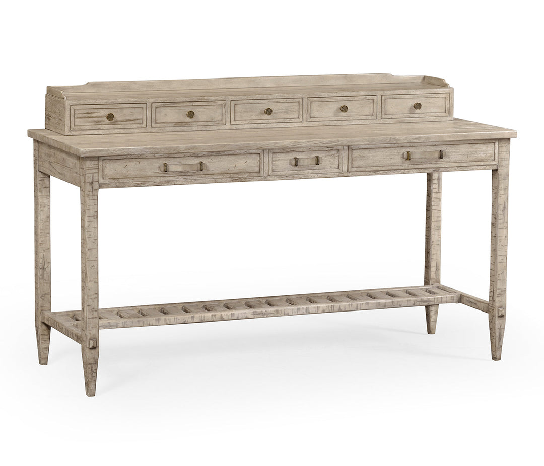 JC Edited - Casually Country Collection - Rustic Grey Plank Buffet with Strap Handles