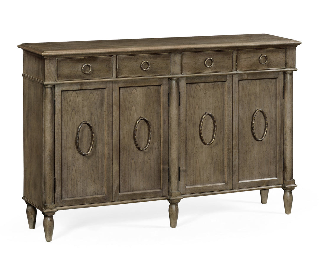 JC Edited - Assorted Collection - Dark Grey Chestnut Double Narrow Cabinet with Twin Cupboards