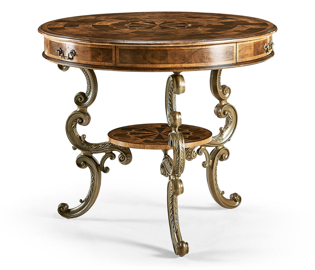 Oyster round table on brass base