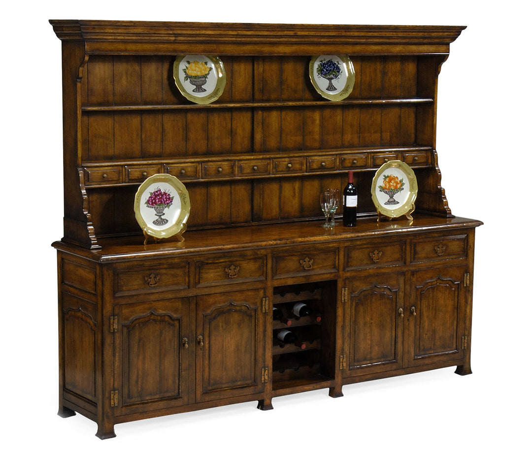 Large Walnut Welsh Dresser with Wine Rack