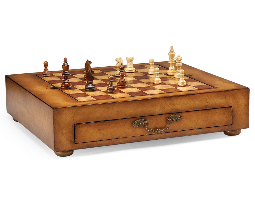 Light Walnut Games Box with Drawer