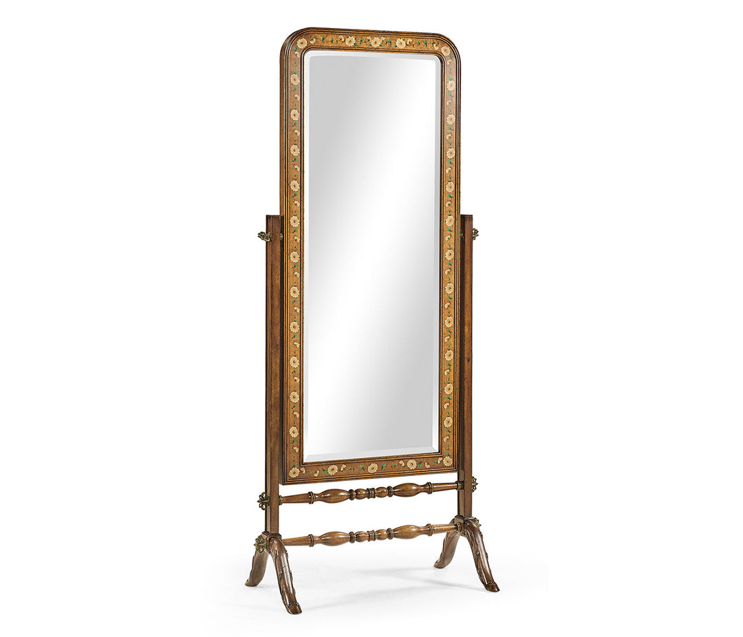 Satinwood & Painted Cheval Mirror (Full Length)