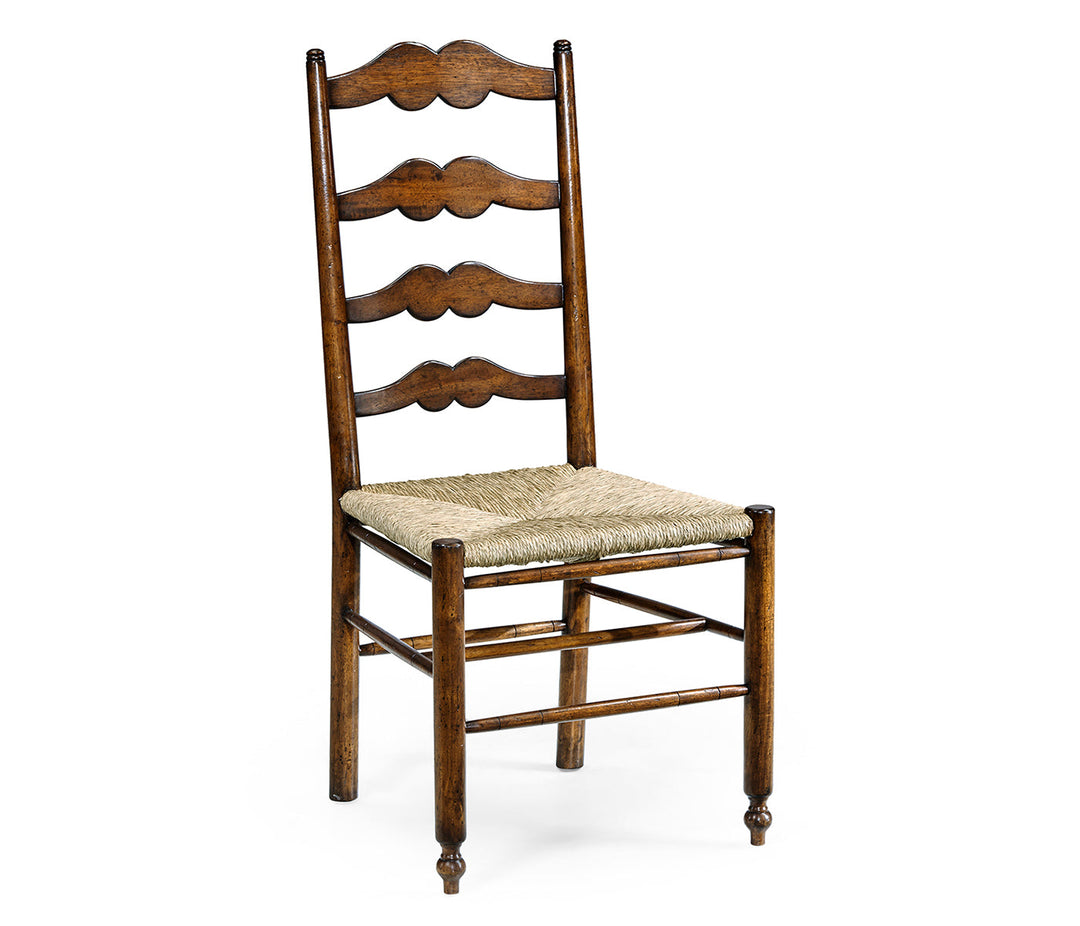 Ladder Back Country Side Chair with Rushed Seat