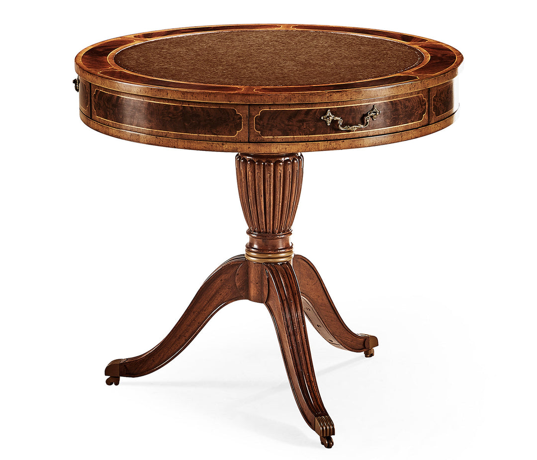 Mahogany Drum Table (Red Leather)