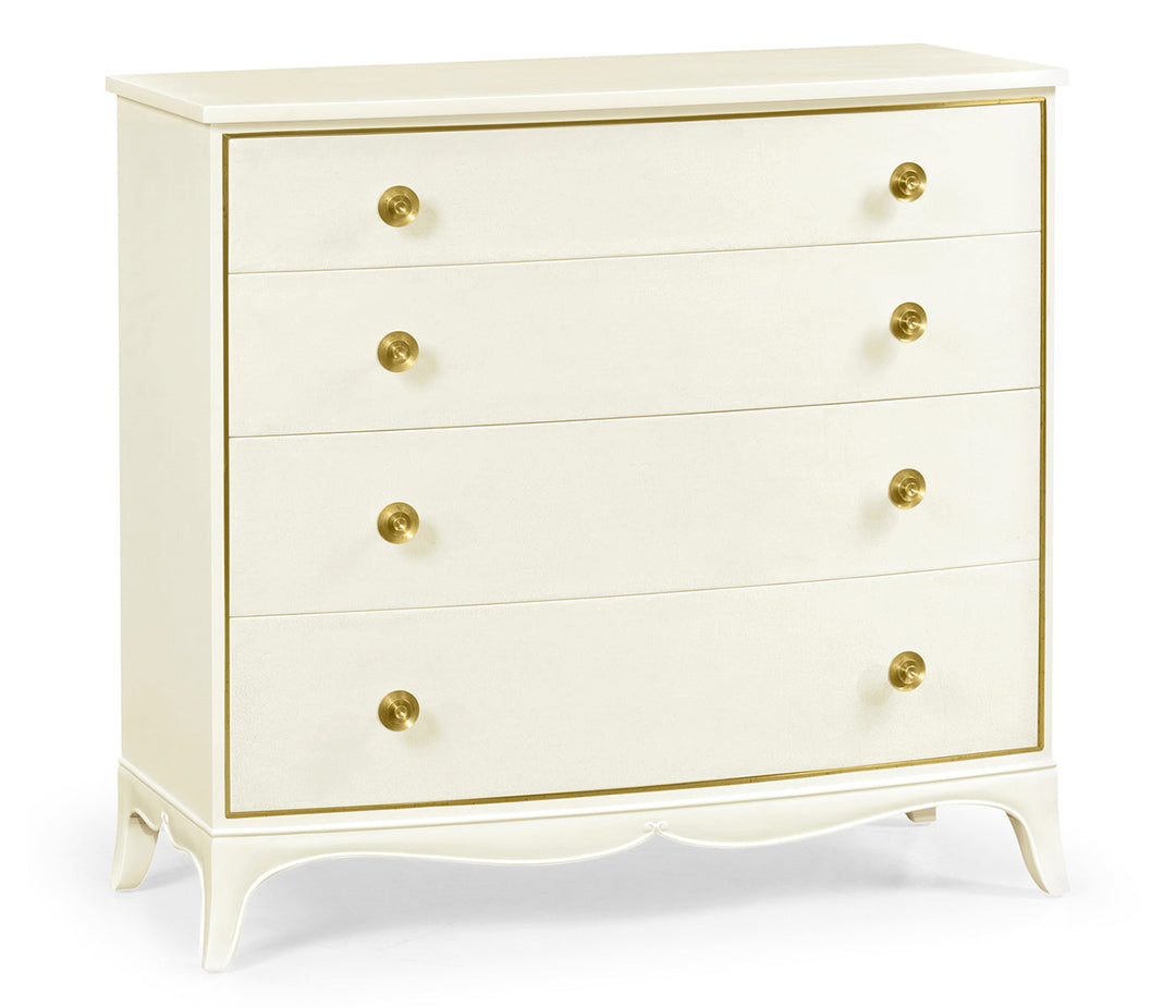 Ivory & Crackle Ceramic Lacquered Chest of Four Drawers