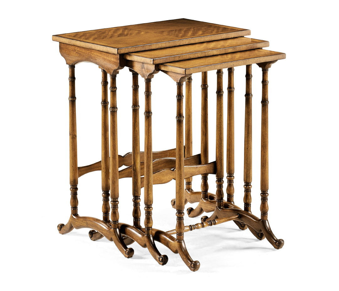 Satinwood nest of three tables