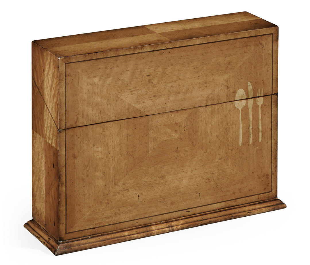 Rectangular Satinwood & Cutlery Inlay Placemat Box