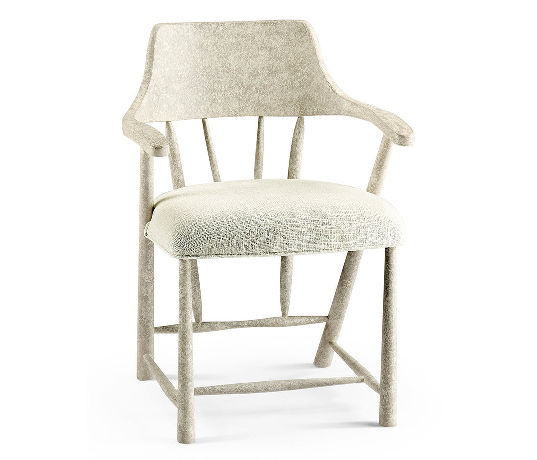 Casual Whitewash Driftwood Captains Chair