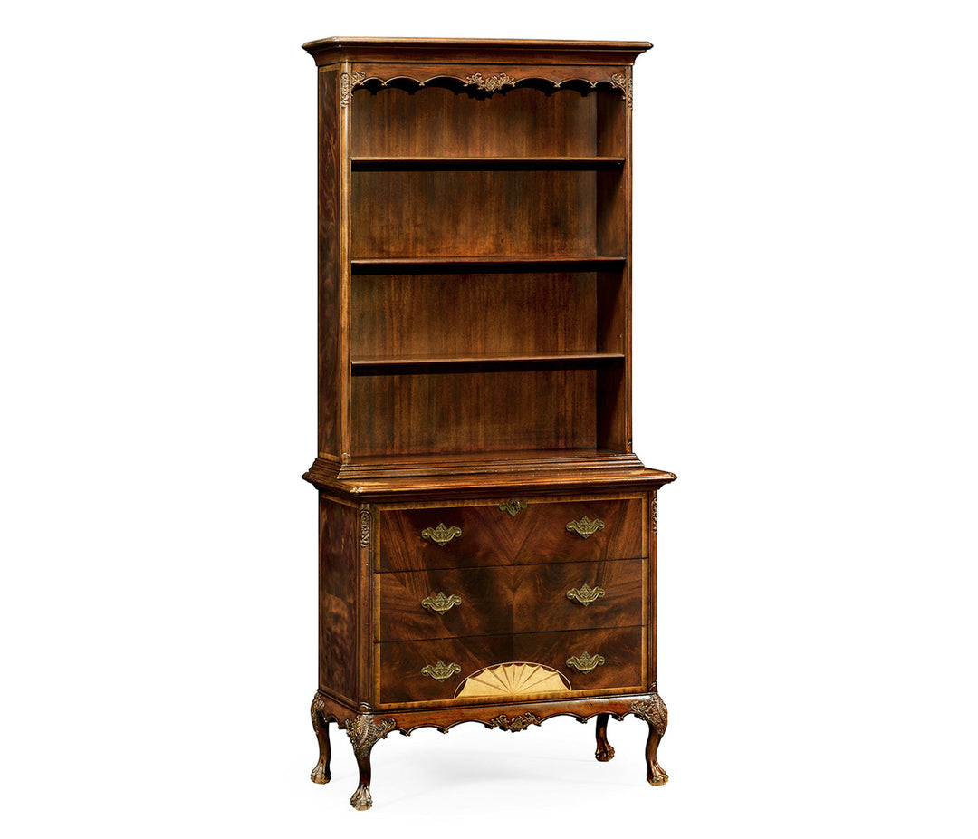 Tall Mahogany Bookcase on Chest