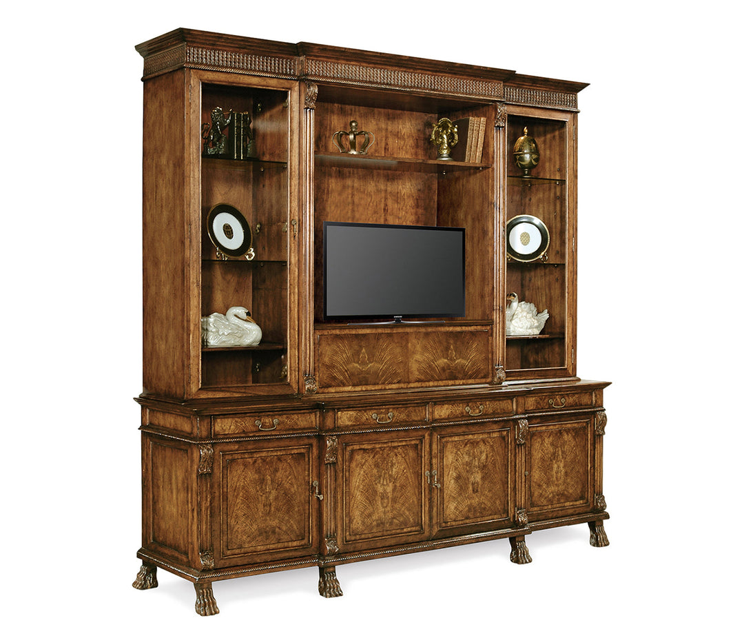 Large Breakfront Walnut TV Cabinet