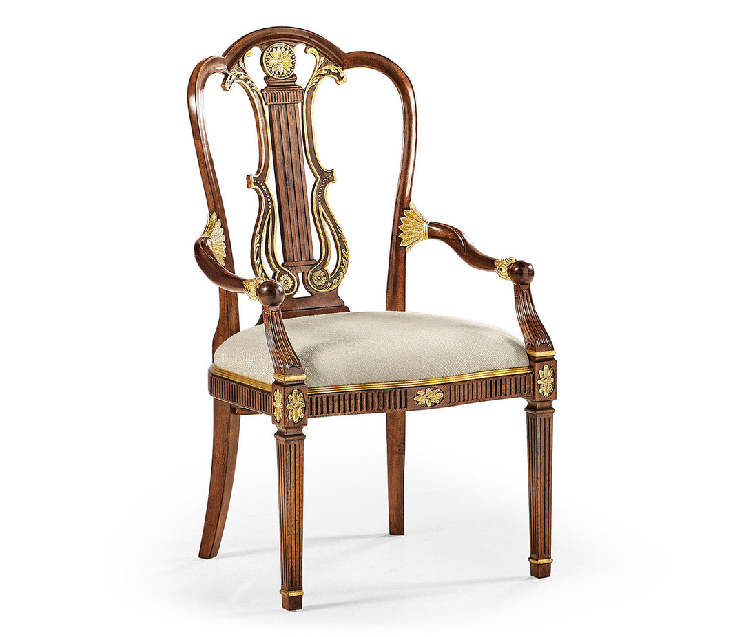 Buckingham Gilded Lyre Back Arm Chair