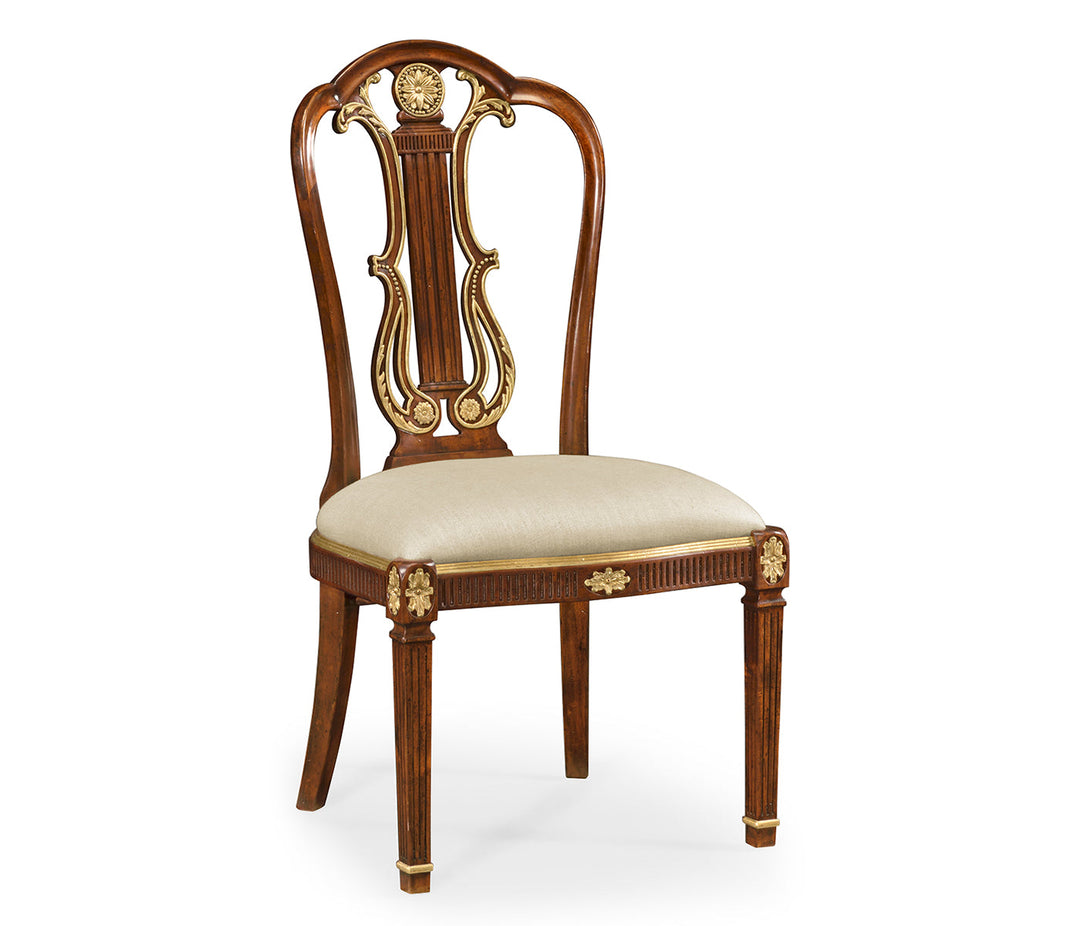 Buckingham Gilded Lyre Back Side Chair 492836-AC-MAH-F200