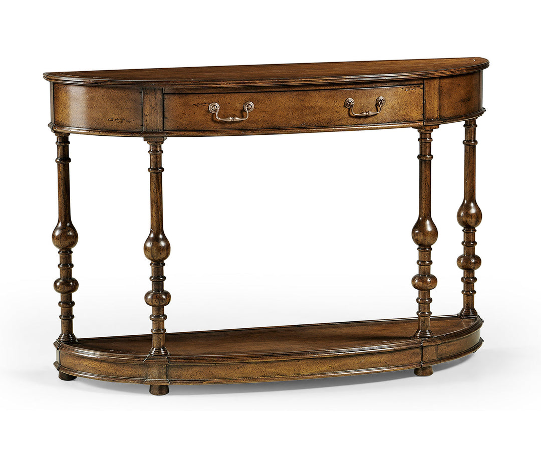 Country Farmhouse Collection - Demilune walnut console (Small)