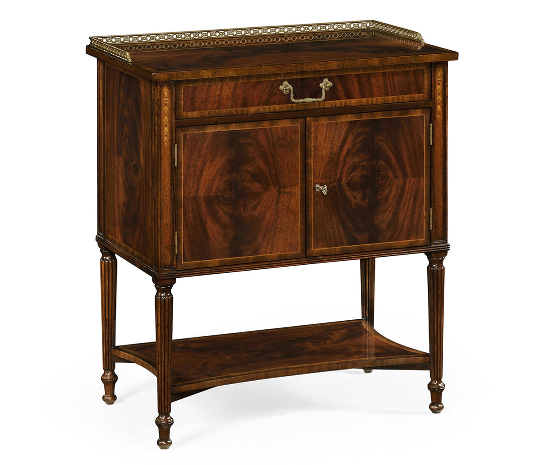 Buckingham Collection - Mahogany Bedside Table with Brass Gallery