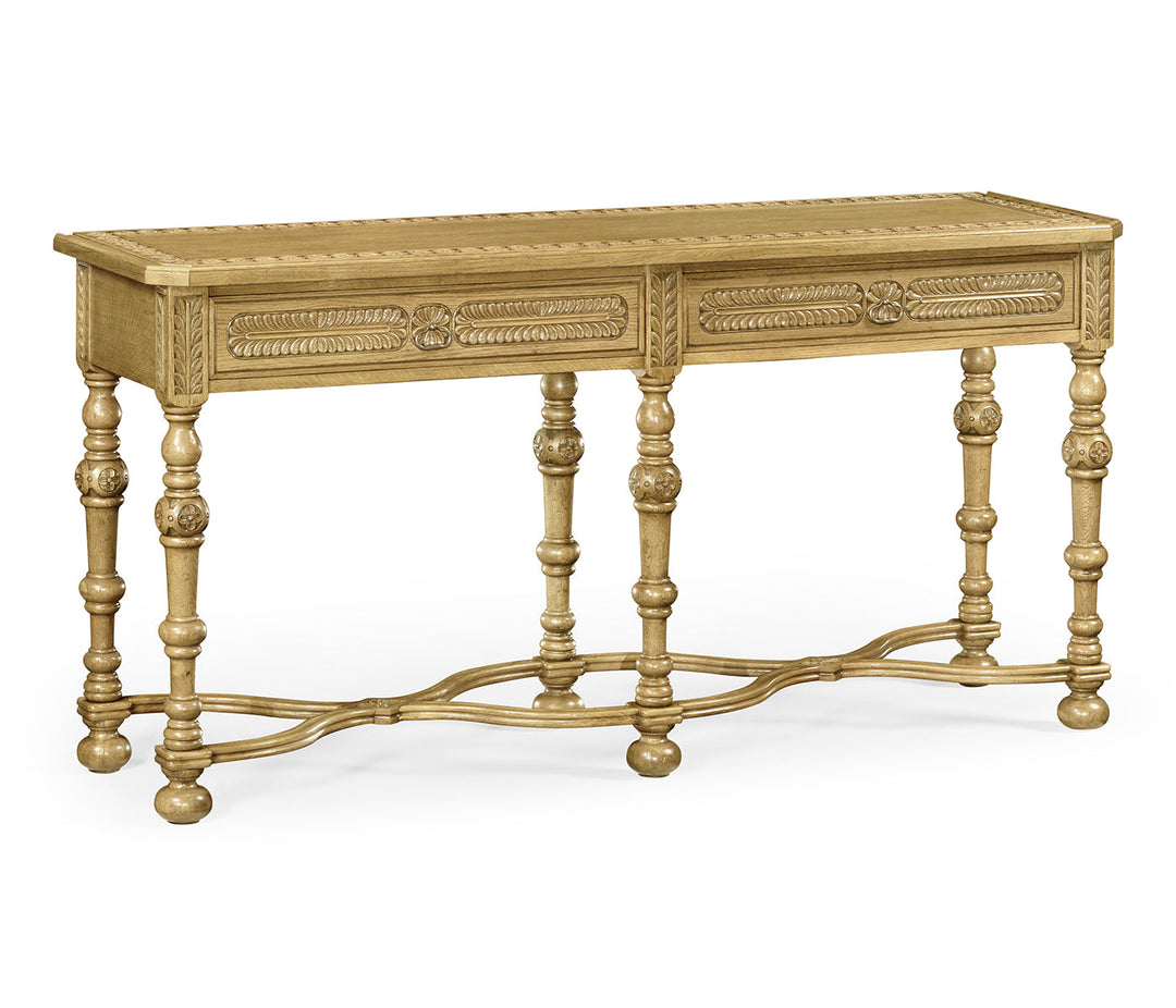 Sherwood Oak Collection - Chip Carved Natural Oak Console