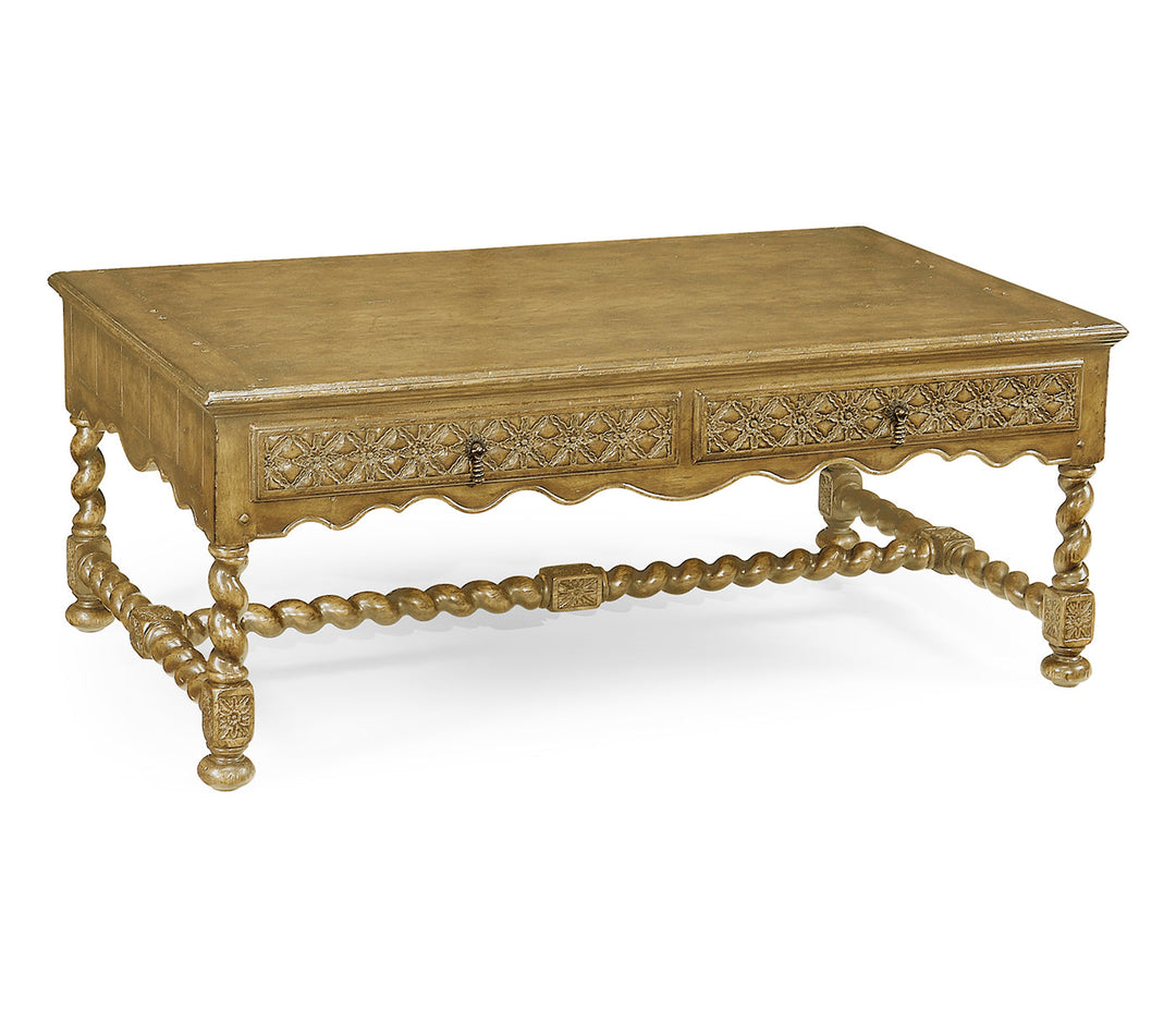 Sherwood Oak Collection - Tudor Light Natural Oak Rectangular Distressed Coffee Table