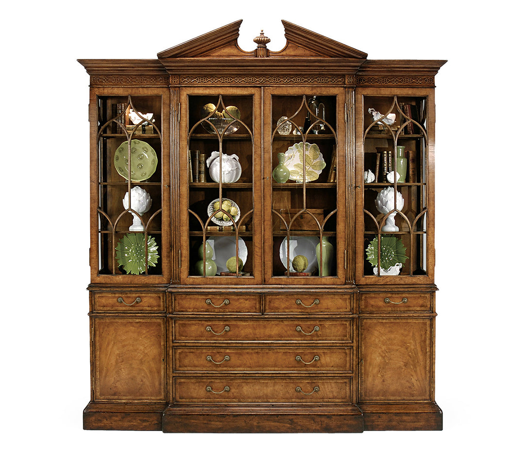 Windsor Collection - Triple Walnut Display Cabinet with Drawers