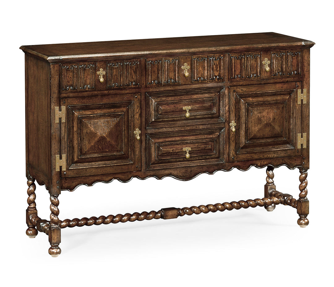 Sherwood Oak Collection - Linenfold Dark Oak Sideboard