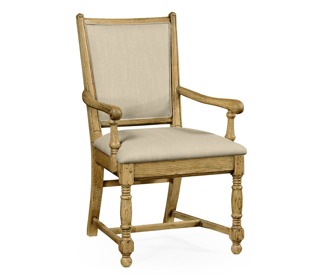 Sherwood Oak Collection - Distressed Natural Oak Country Arm Chair