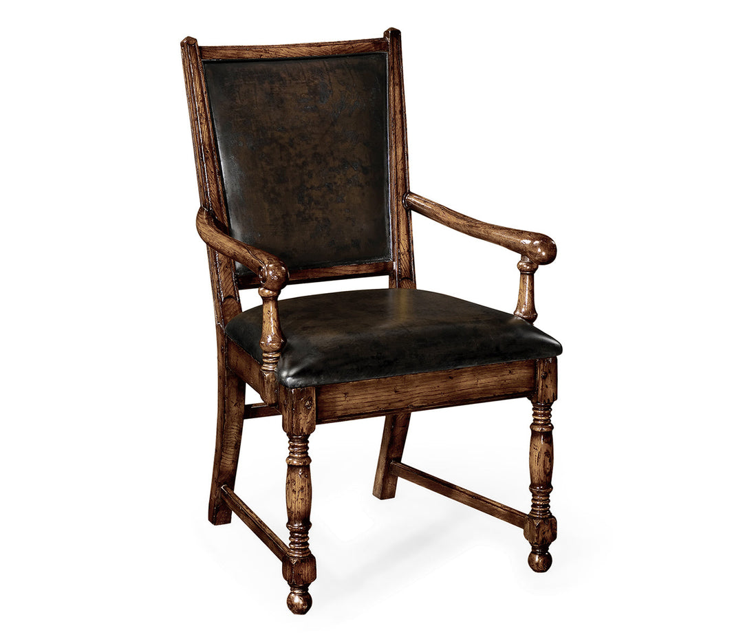 Sherwood Oak Collection - Distressed Dark Oak Country Arm Chair