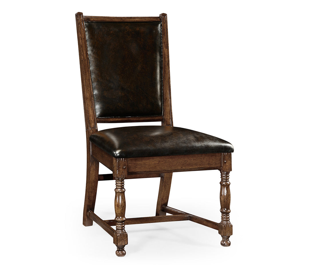 Sherwood Oak Collection - Distressed Dark Oak Country Side Chair