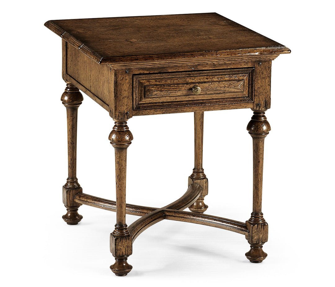 Sherwood Oak Collection - Elizabethan Style Dark Oak Square Side Table