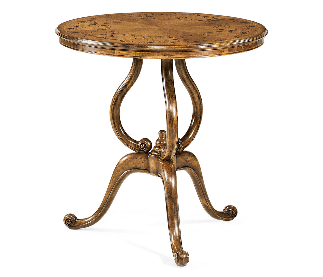 Versailles Collection - Walnut lamp table with satinwood inlaid top