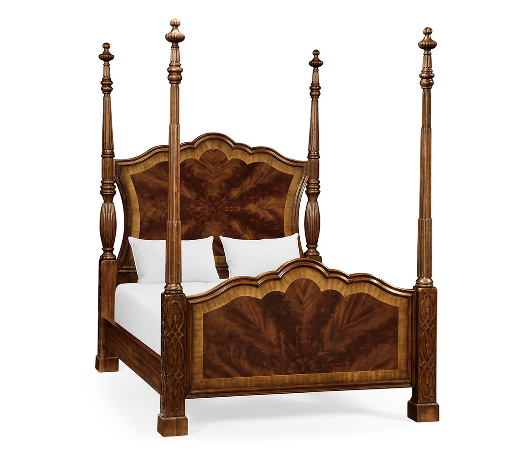 Four Poster Mahogany UK Queen Bed