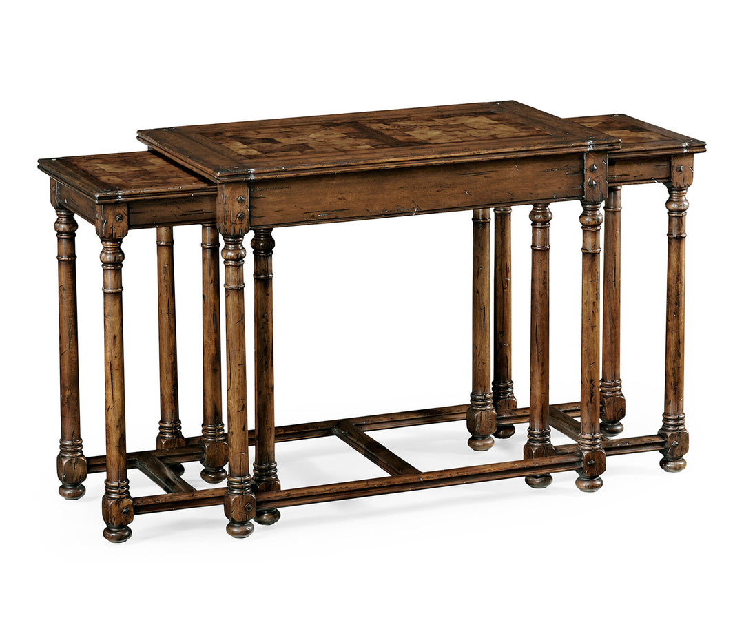 JC Edited - Huntingdon Collection - Walnut Oyster Parquet Nest of Tables