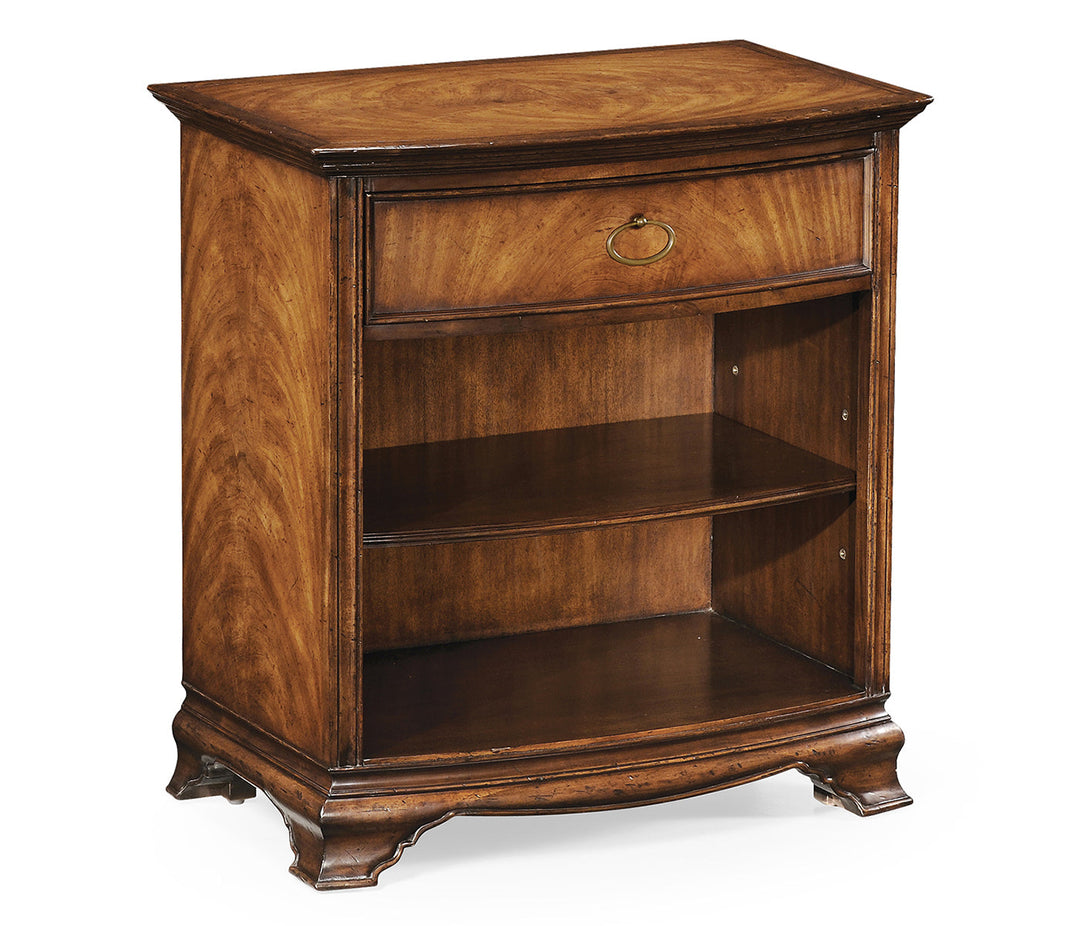 Windsor Collection - Crotch Walnut Bedside Cabinet with Shelf