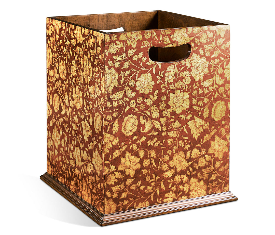 Hampton Collection - Square Red Chinoiserie Waste Basket