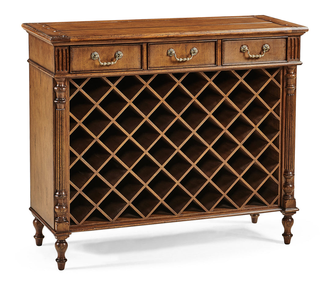 Country Farmhouse Collection - Free Standing Walnut Wine Cabinet