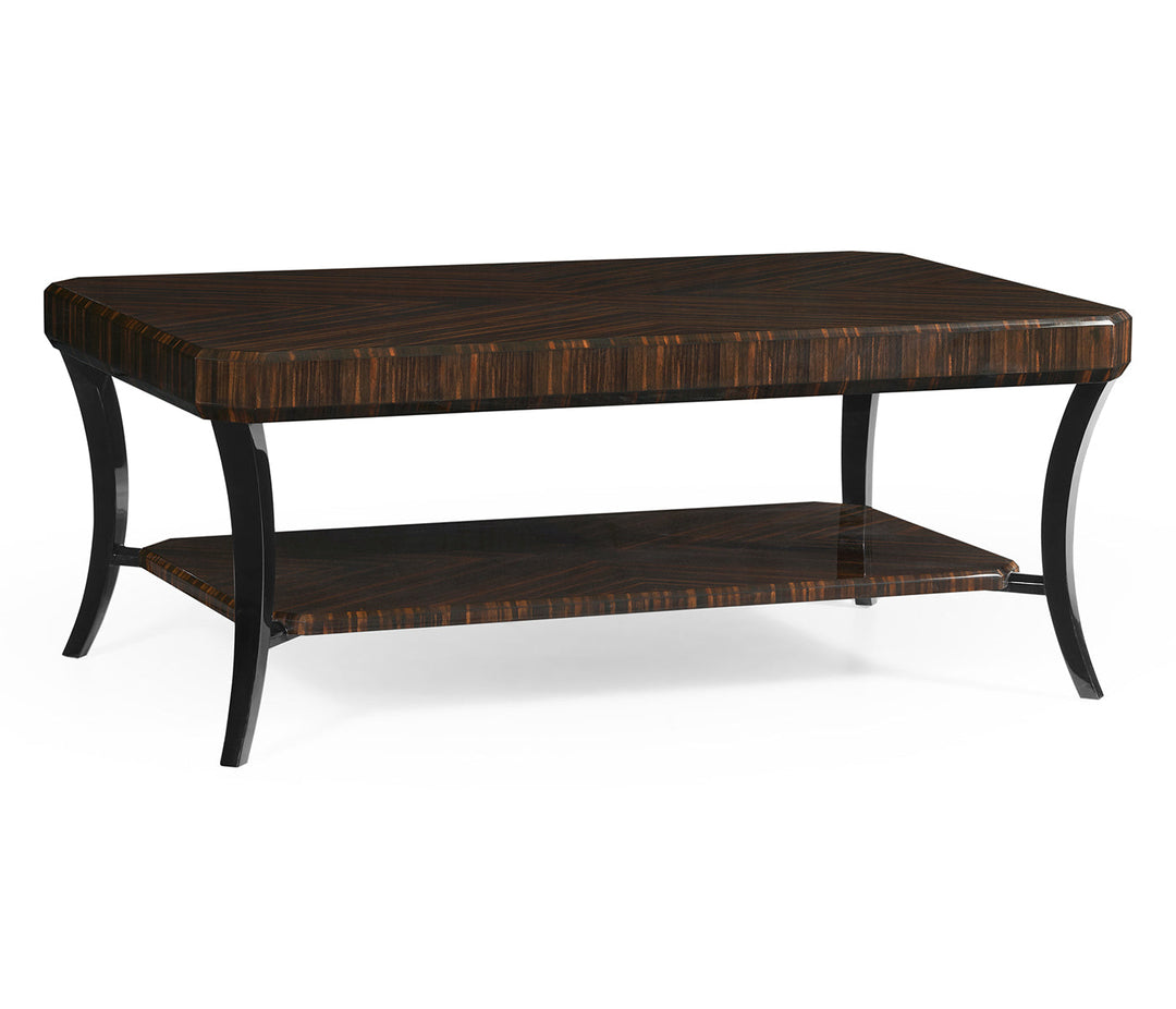 JC Modern - Ebony Collection - Rectangular Art Deco Macassar Ebony High Lustre Coffee Table