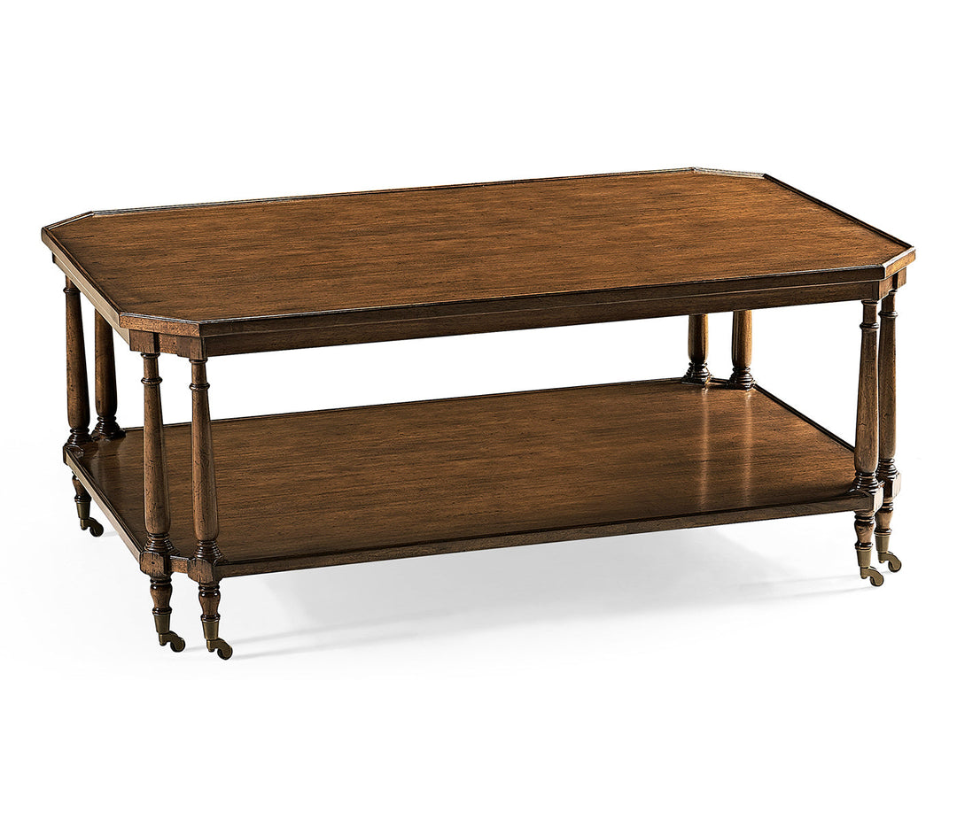 Windsor Collection - Rectangular Walnut Coffee Table on Castors