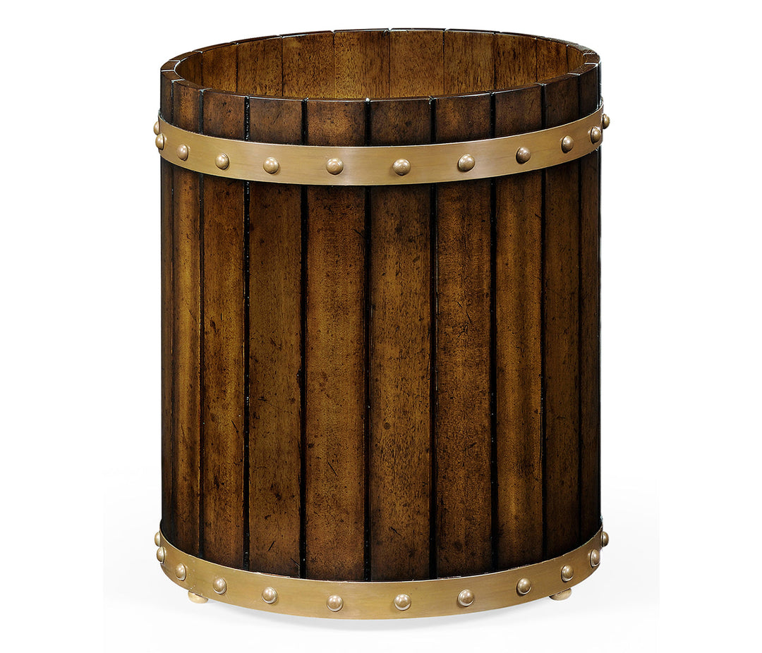 Country Farmhouse Collection - Round Walnut Peat Bucket Style Waste Basket