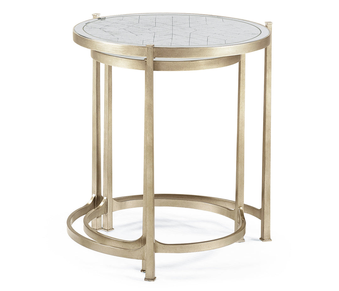 JC Modern - Luxe Collection - Églomisé & Silver Iron Round Nest of Tables