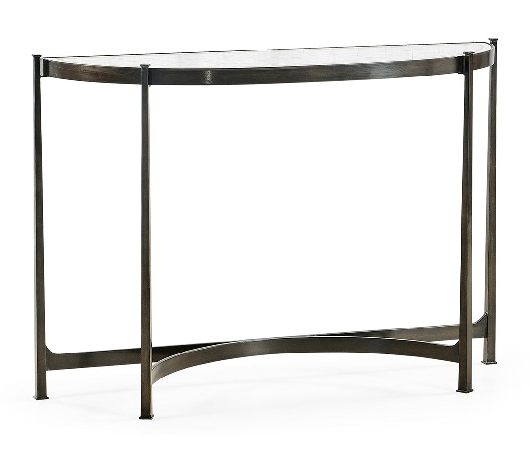 JC Modern - Luxe Collection - Large Églomisé & Bronze Iron Demilune Console