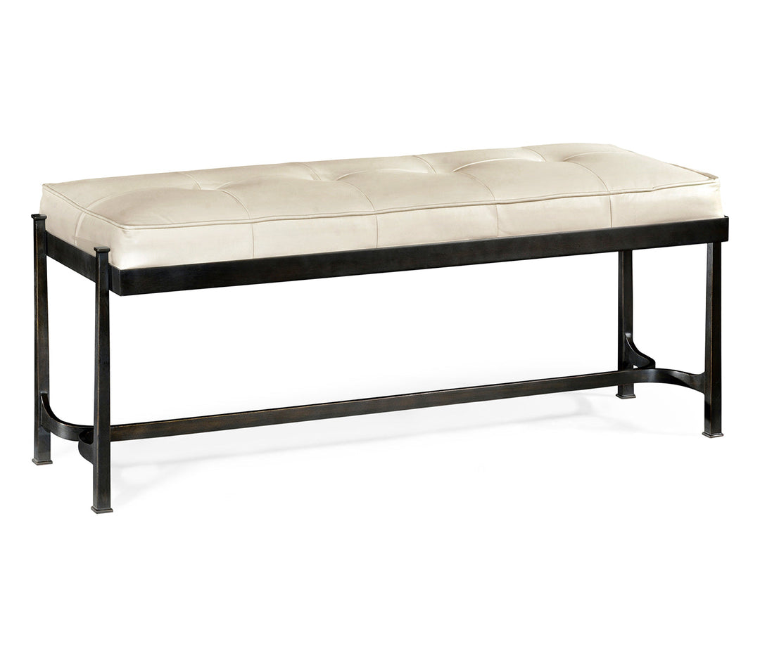 JC Modern - Luxe Collection - Bronze Iron & Cream Leather Bench