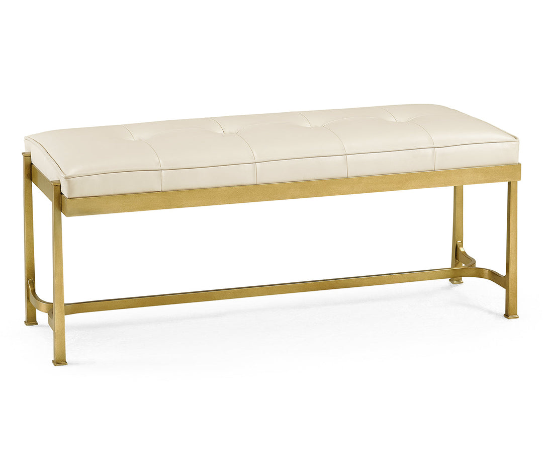 JC Modern - Luxe Collection - Gilded Iron & Cream Leather Bench