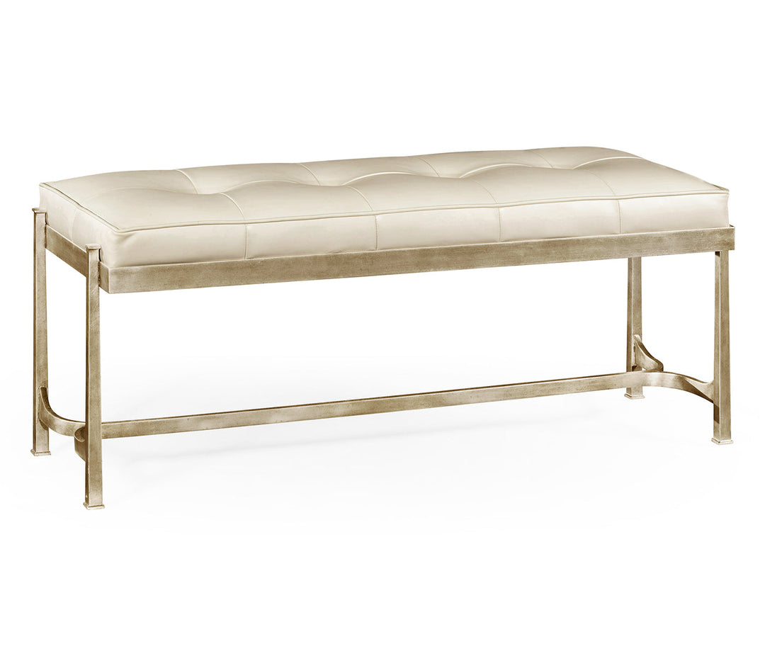 JC Modern - Luxe Collection - Silver Iron & Cream Leather Bench