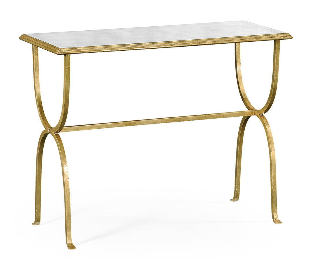 JC Modern - Luxe Collection - Églomisé & Gilded Iron Horseshoe Console