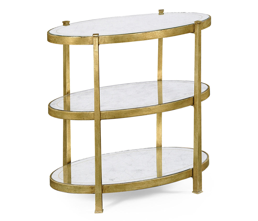 JC Modern - Luxe Collection - Small Églomisé & Gilded Iron Three-Tier Table