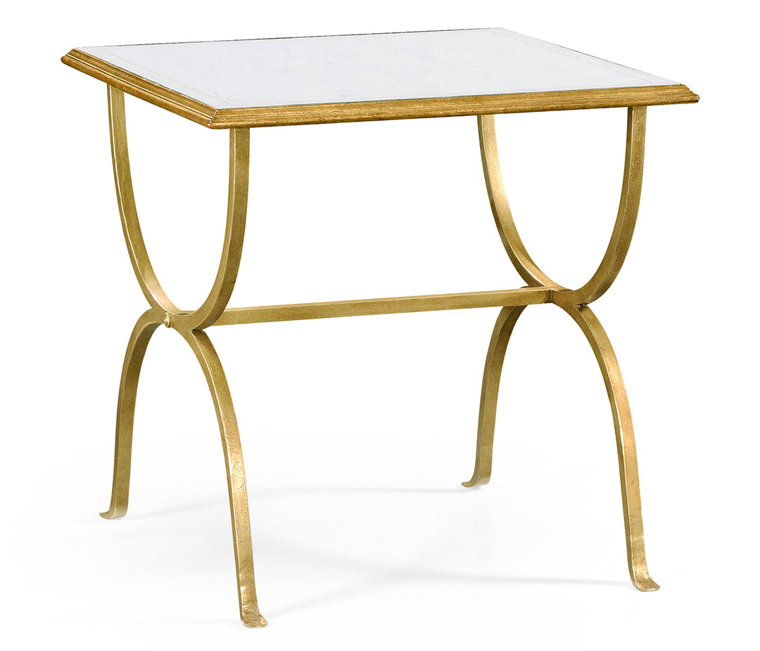 JC Modern - Luxe Collection - Églomisé & Gilded Iron Square Side Table