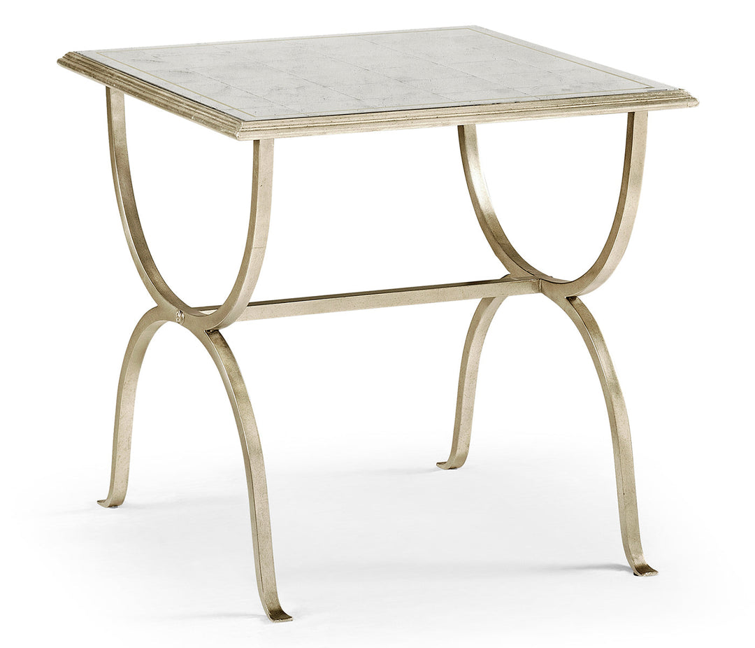 JC Modern - Luxe Collection - Églomisé & Silver Iron Square Side Table